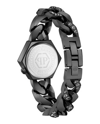 Pre-owned Philipp Plein Womens The Hexagon Black 28mm Bracelet Fashion Watch