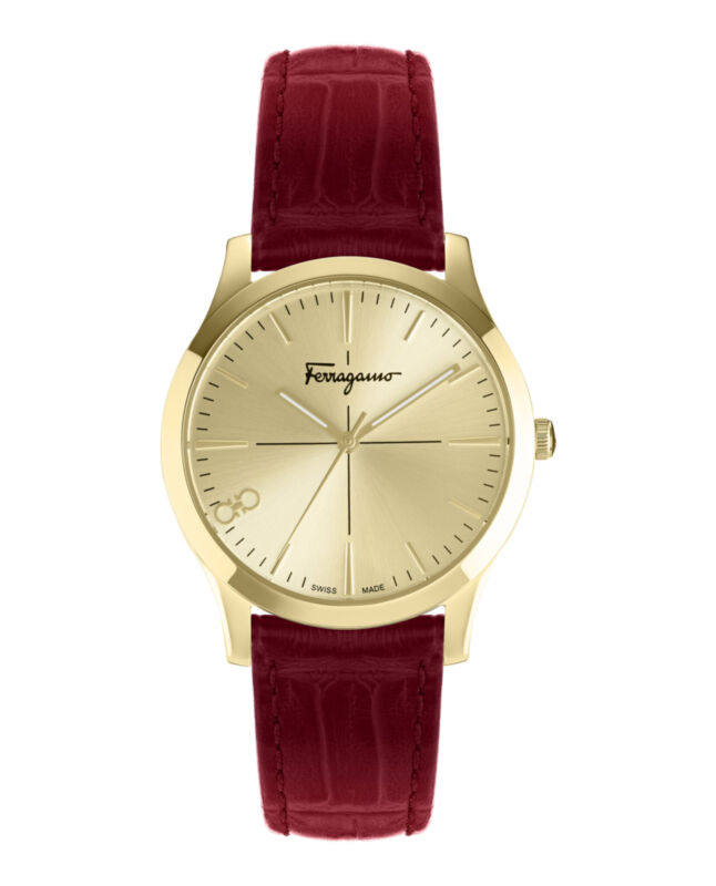 Salvatore Ferragamo Womens Ferragamo Slim Gold 35mm Strap Fashion Watch
