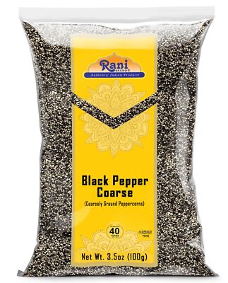 Rani Black Pepper Coarse Ground 28 Mesh (Table Grind), Premium Indian 3.5oz