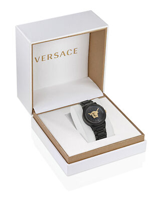 Pre-owned Versace Womens Medusa Infinite Ip Black 38mm Bracelet Fashion Watch