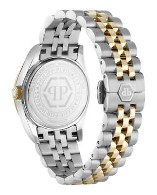 Pre-owned Philipp Plein Womens Date Superlative Two Tone 38mm Bracelet Fashion Watch