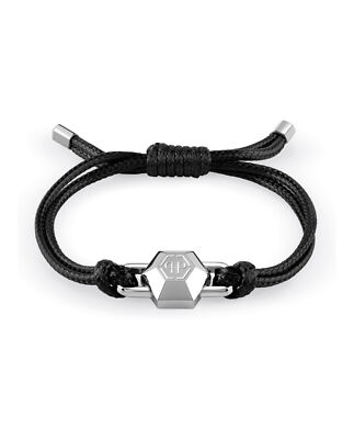 Philipp Plein Mens Plein Edge Cotton Cord Bracelet