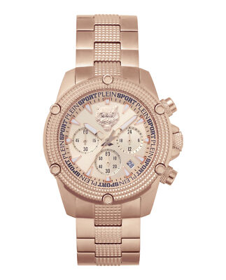 Pre-owned Plein Sport Mens Hurricane Rose Gold 44mm Bracelet Fashion Watch