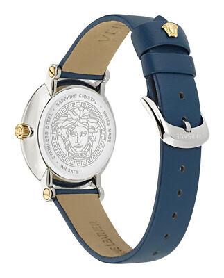 Pre-owned Versace Womens Greca Flourish Two Tone 35mm Strap Fashion Watch