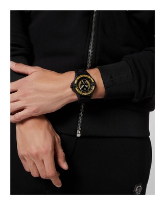 Pre-owned Philipp Plein The Skull Quartz Yellow Dial Men's Watch Pwaaa1922