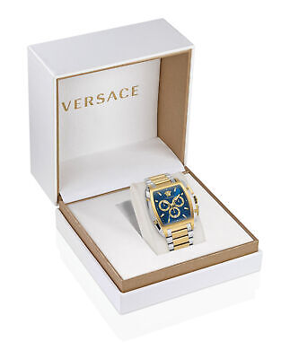 Pre-owned Versace Mens  Dominus Two Tone 42mm Bracelet Fashion Watch