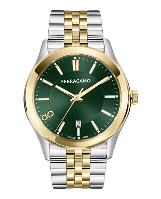 Мужские модные часы Ferragamo Ferragamo Classic с двухцветным браслетом диаметром 42 мм
