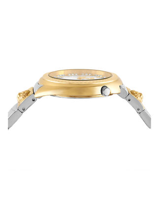 Pre-owned Versus Versace Womens Tortona Crystal Two Tone 38mm Bracelet Fashion Watch