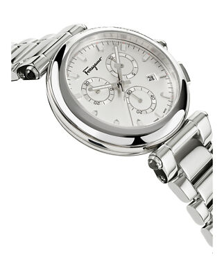 Pre-owned Ferragamo Mens Idillio Chrono Stainless Steel 42mm Bracelet Fashion Watch
