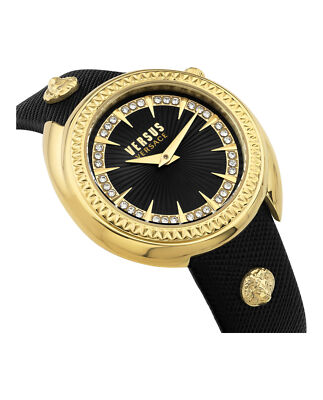 Pre-owned Versus Versace Womens Tortona Crystal Gold 38mm Strap Fashion Watch