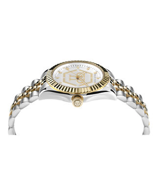 Pre-owned Philipp Plein Womens Date Superlative Two Tone 38mm Bracelet Fashion Watch