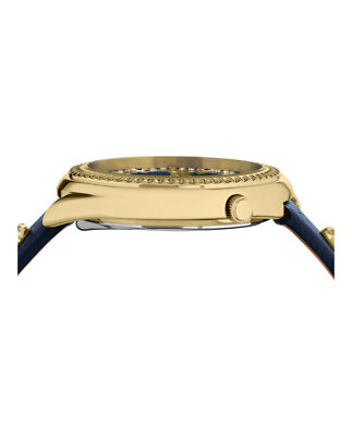 Pre-owned Versus Versace Womens Tortona Crystal Gold 38mm Strap Fashion Watch