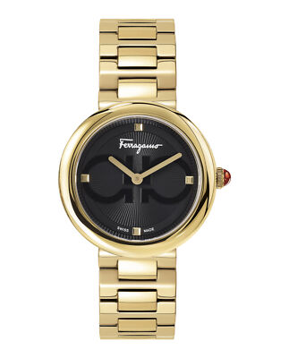 Ferragamo Женские модные часы с шикарным золотым браслетом Ferragamo 32 мм