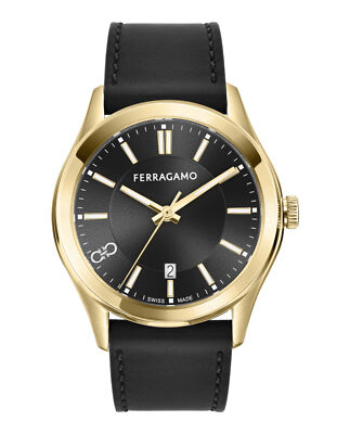 Мужские модные часы Ferragamo Ferragamo Classic с золотым ремешком диаметром 42 мм