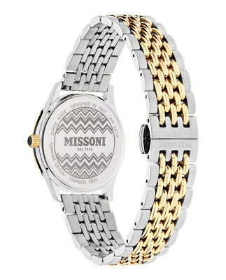 Pre-owned Missoni Womens  Zigzag Lover Two Tone 34mm Bracelet Fashion Watch