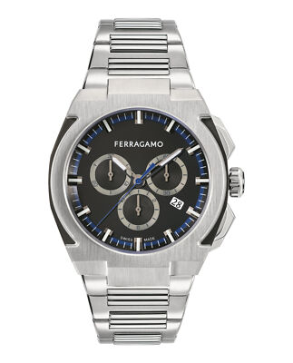 Модный браслет Ferragamo Mens Ferragamo Supreme Chrono из нержавеющей стали диаметром 43 мм