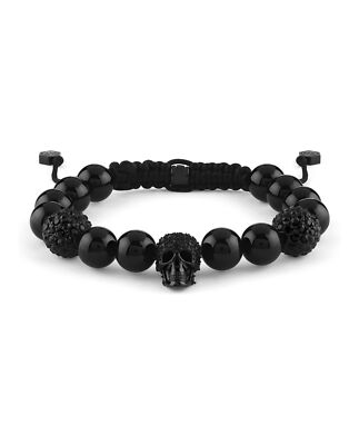Philipp Plein Mens Plein Elite Crystal Onyx Beads Bracelet