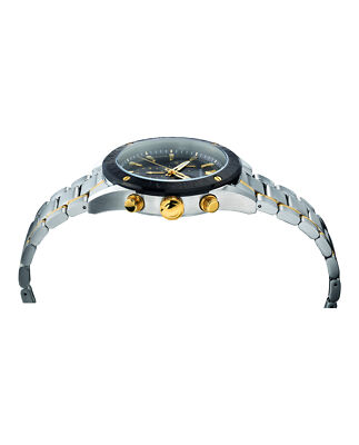 Pre-owned Versace Mens V-chrono Two Tone 44mm Bracelet Fashion Watch