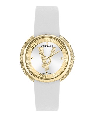 Pre-owned Versace Womens Thea Gold 38mm Strap Fashion Watch