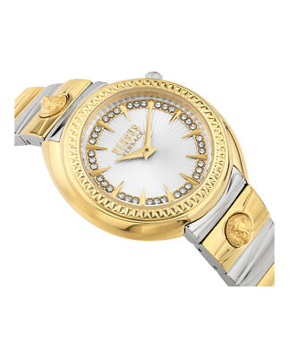 Pre-owned Versus Versace Womens Tortona Crystal Two Tone 38mm Bracelet Fashion Watch