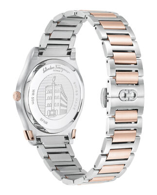 Pre-owned Ferragamo Mens Gancini Two Tone 41mm Bracelet Fashion Watch