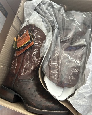 Dan Post Boots Dillinger Full Quill Ostrich Square Toe Cowboy  Mens Brown Casual