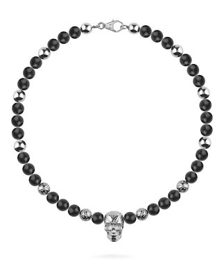 Philipp Plein Mens Plein Elite Onyx Beads Necklace