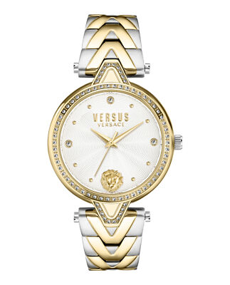 Pre-owned Versus Versace Womens Two Tone 34mm Bracelet Fashion Watch