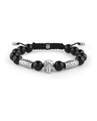 Philipp Plein Mens Plein Elite Onyx Beads Bracelet
