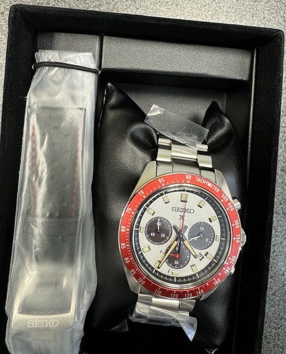 Pre-owned Seiko Prospex Speedtimer Solar Steel Bracelet Silver Dial Watch Ssc945 Limited