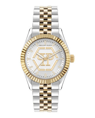 Pre-owned Philipp Plein Womens Date Superlative Two Tone 38mm Bracelet Fashion Watch