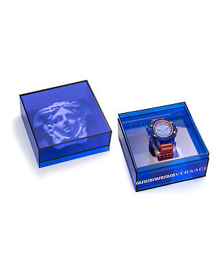 Pre-owned Versace Mens Icon Active Ip Blue 44mm Strap Fashion Watch