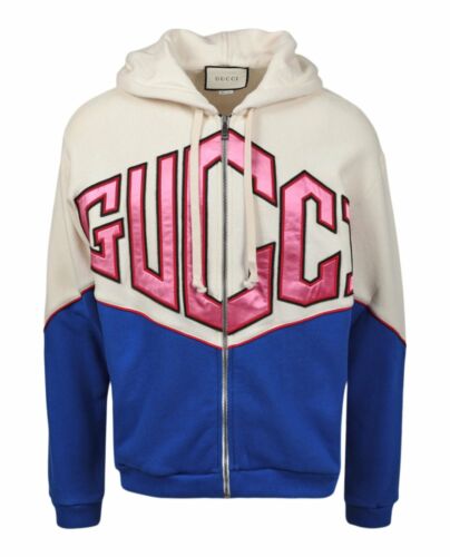 GUCCI 276622 Game Logo Felted Cotton Jersey Zip Hoodie In GUCCI 276622 Game Logo Felted Cotton Jersey Zip Hoodie In