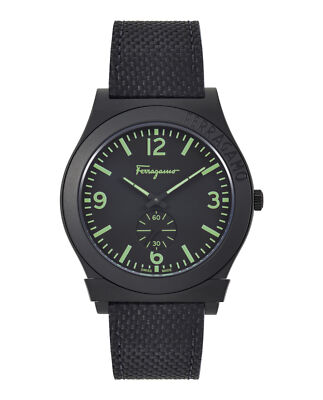 Ferragamo Mens Gancini Black 41mm Strap Fashion Watch