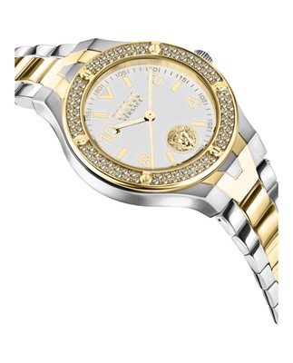 Pre-owned Versus Versace Womens Vittoria Crystal Two Tone 38mm Bracelet Fashion Watch
