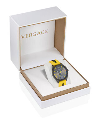 Pre-owned Versace Mens V-vertical Ip Gunmetal 42mm Strap Fashion Watch
