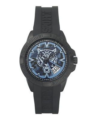 Pre-owned Plein Sport Mens Touchdown Black 44mm Strap Fashion Watch