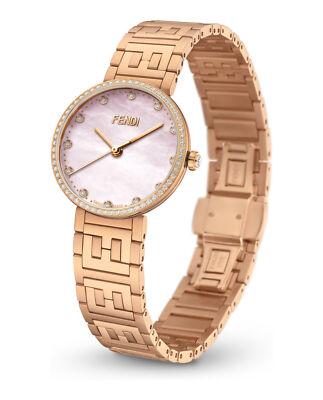 Pre-owned Fendi Womens Rose Gold 30mm Bracelet Fashion Watch