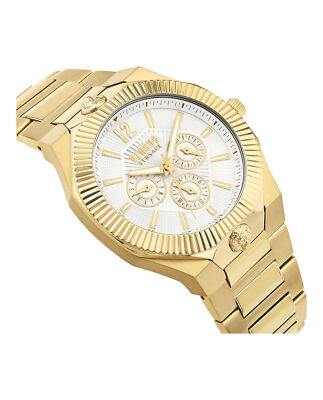 Pre-owned Versus Versace Mens Echo Park Multifunction Gold 42mm Bracelet Fashion Watch