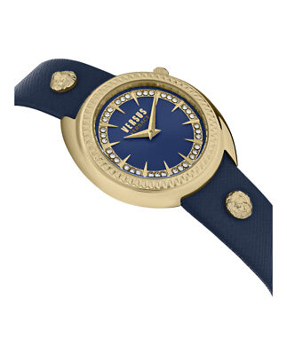 Pre-owned Versus Versace Womens Tortona Crystal Gold 38mm Strap Fashion Watch