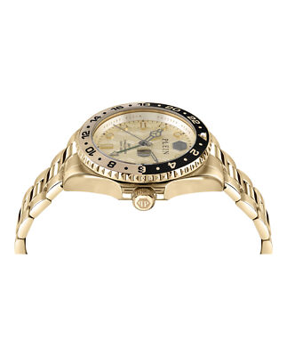 Pre-owned Philipp Plein Mens Gmt-i Challenger Gold 44mm Bracelet Fashion Watch