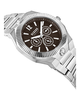Pre-owned Versace Versus  Mens Echo Park Multifunction Stainless Steel 42mm Bracelet