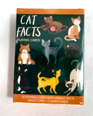 Cat Playing Cards Unique Fun Facts All about Cats 52 Card 2 Joker 3.5'' T x 2.75 