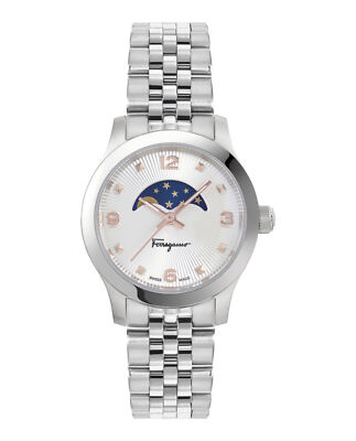 Ferragamo Womens Ferragamo Duo Stainless Steel 36mm Bracelet Fashion Watch