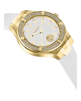 Pre-owned Versus Versace Womens Vittoria Crystal Gold 38mm Strap Fashion Watch