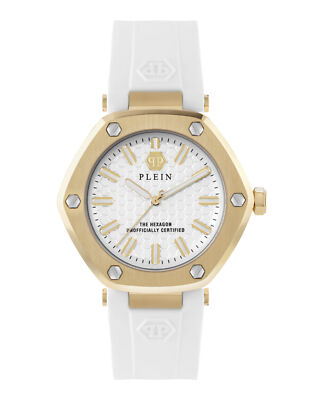 Pre-owned Philipp Plein Womens The Hexagon Gold 38mm Strap Fashion Watch