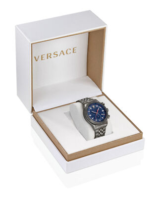 Pre-owned Versace Mens Hellenyium Ip Gunmetal 44mm Bracelet Fashion Watch