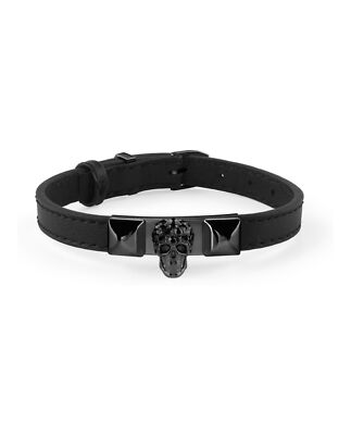 Philipp Plein Mens Plein Enigma Crystal Calf Leather Bracelet