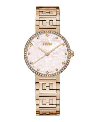 Pre-owned Fendi Womens Rose Gold 30mm Bracelet Fashion Watch