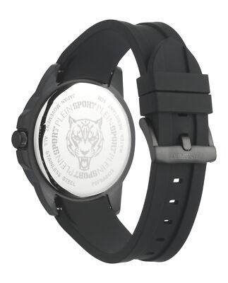 Pre-owned Plein Sport Mens Touchdown Black 44mm Strap Fashion Watch